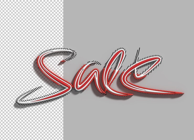 PSD Gratis desain font psd transparan huruf 3d diskon