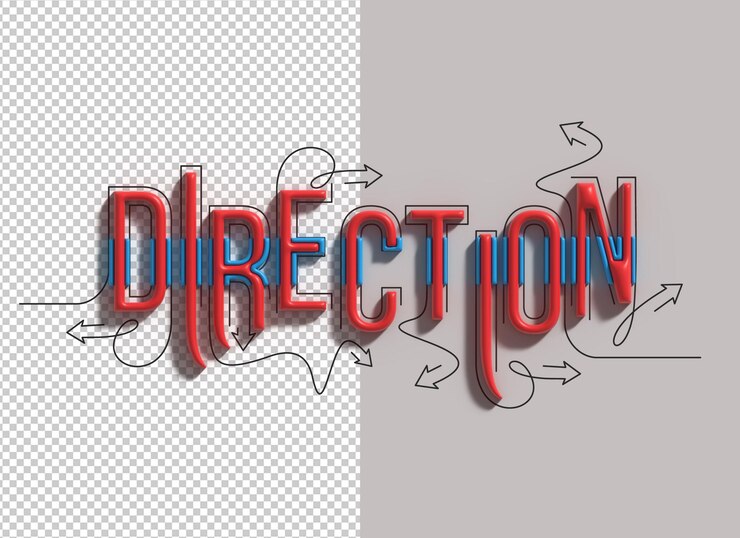 PSD Gratis desain font psd transparan seni garis huruf arah