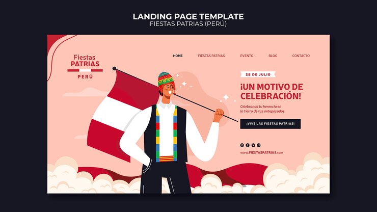 PSD Gratis desain halaman arahan template fiestas patrias