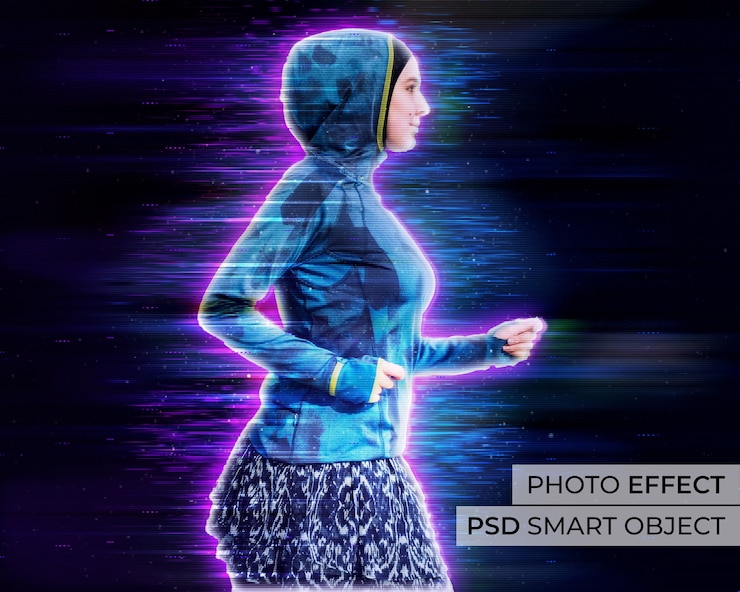 PSD Gratis desain hologram efek foto
