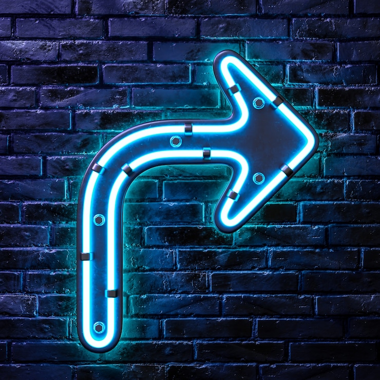 PSD Gratis desain ikon neon panah
