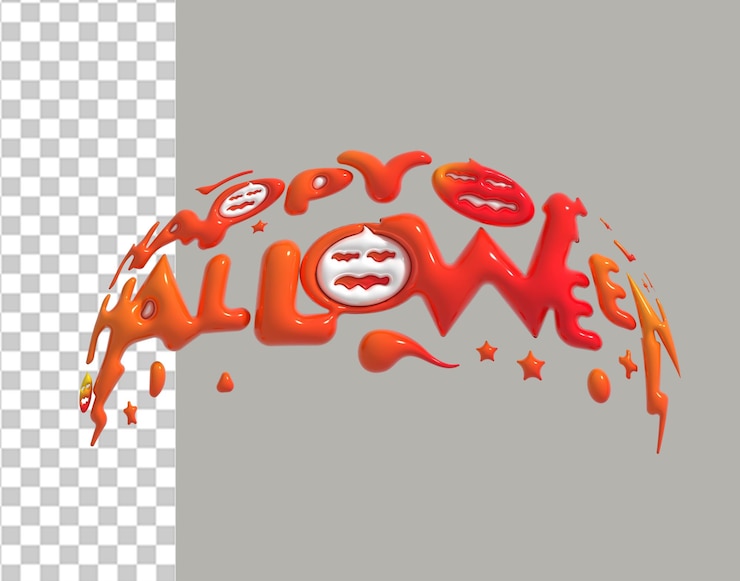 PSD Gratis desain jenis huruf psd transparan dengan lettering 3d untuk pesta halloween
