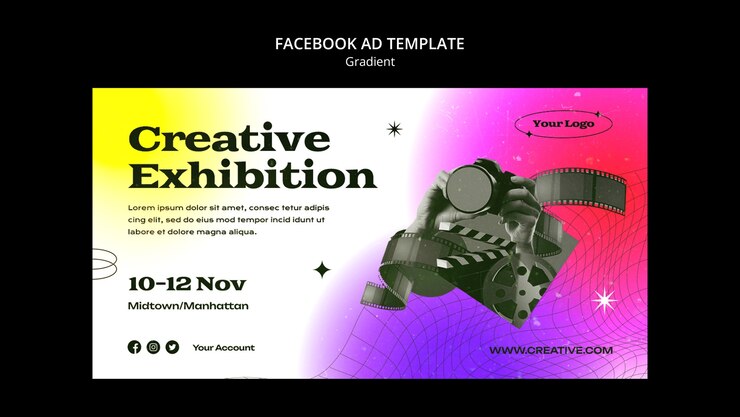 PSD Gratis desain pameran kreatif gradien