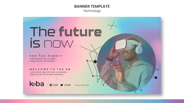 PSD Gratis desain templat banner teknologi