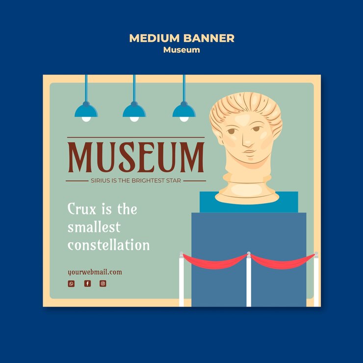 PSD Gratis desain templat banner ukuran sedang museum