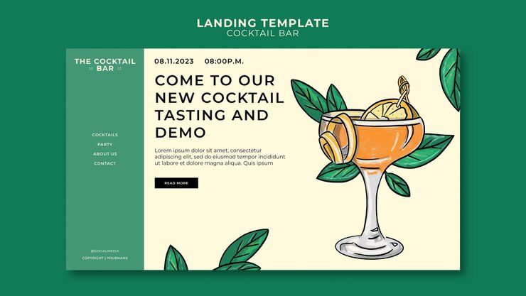 PSD Gratis desain templat bar koktail