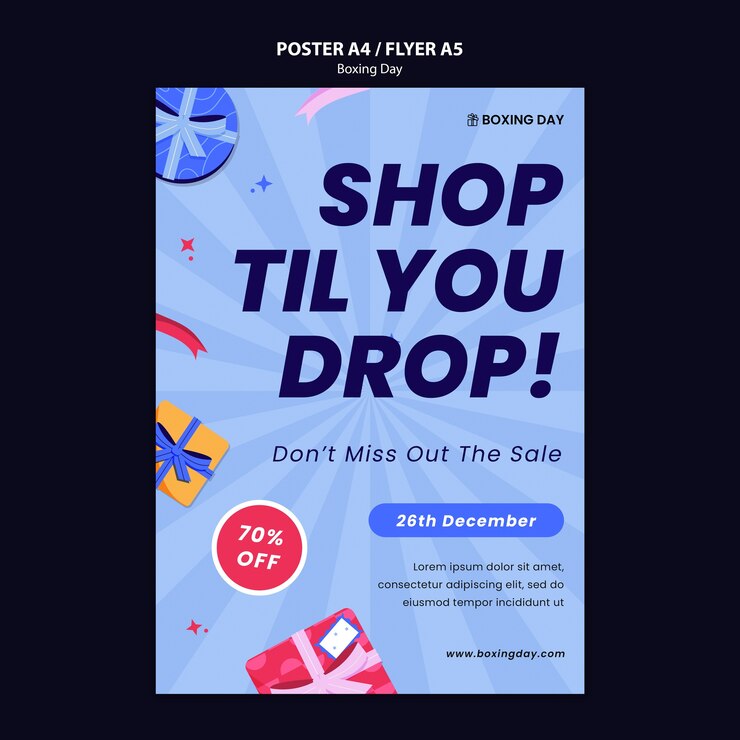 PSD Gratis desain templat boxing day