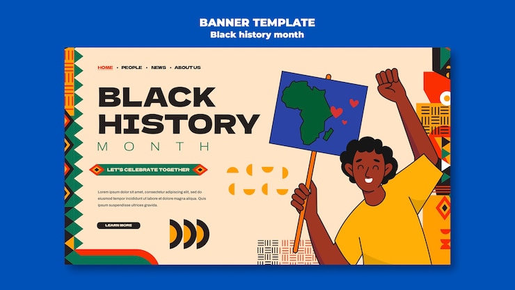 PSD Gratis desain templat bulan sejarah kulit hitam