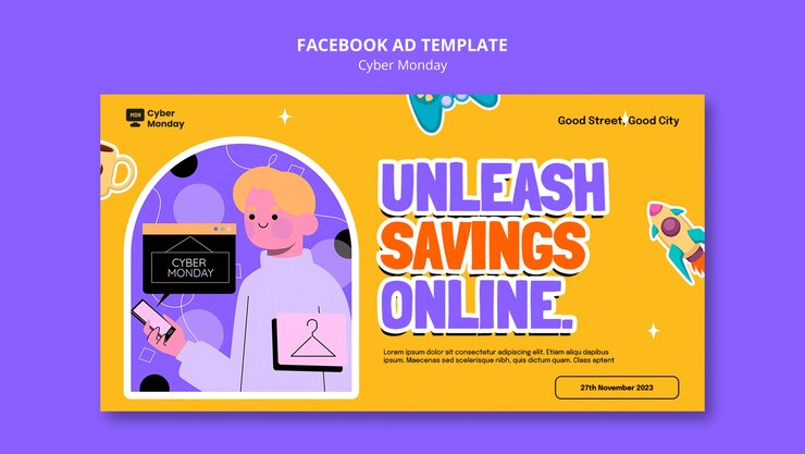 PSD Gratis desain templat cyber monday