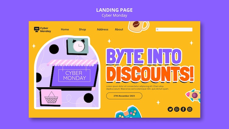 PSD Gratis desain templat cyber monday