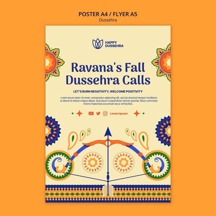 PSD Gratis desain templat dussehra
