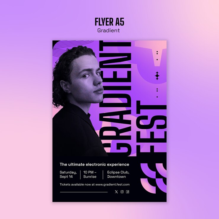 PSD Gratis desain templat festival gradien