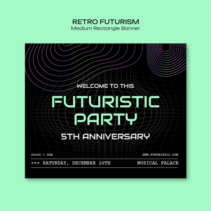 PSD Gratis desain templat futurisme retro