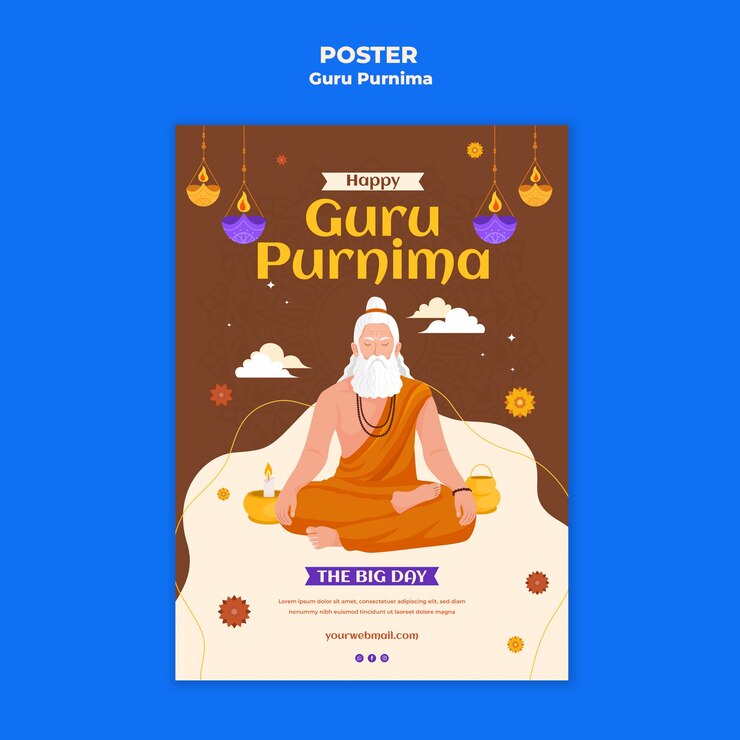 PSD Gratis desain templat guru purnima