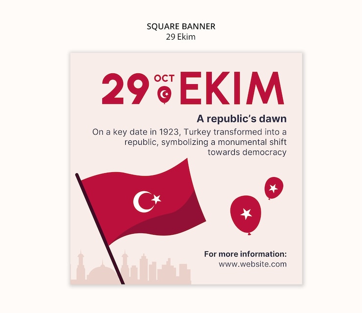 PSD Gratis desain templat hari republik turki