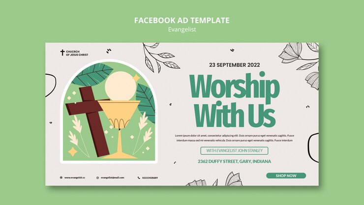 PSD Gratis desain templat iklan facebook evangelist