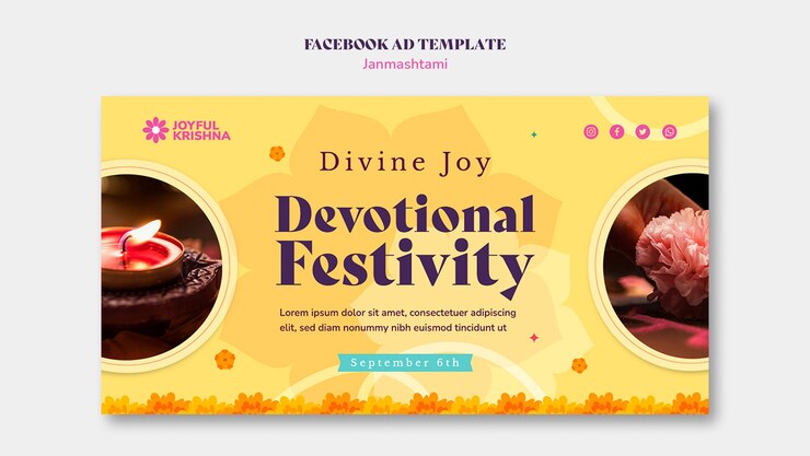 PSD Gratis desain templat janmashtami