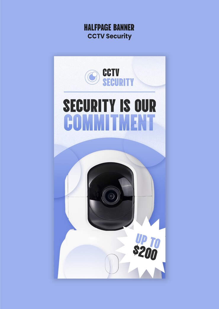 PSD Gratis desain templat keamanan cctv