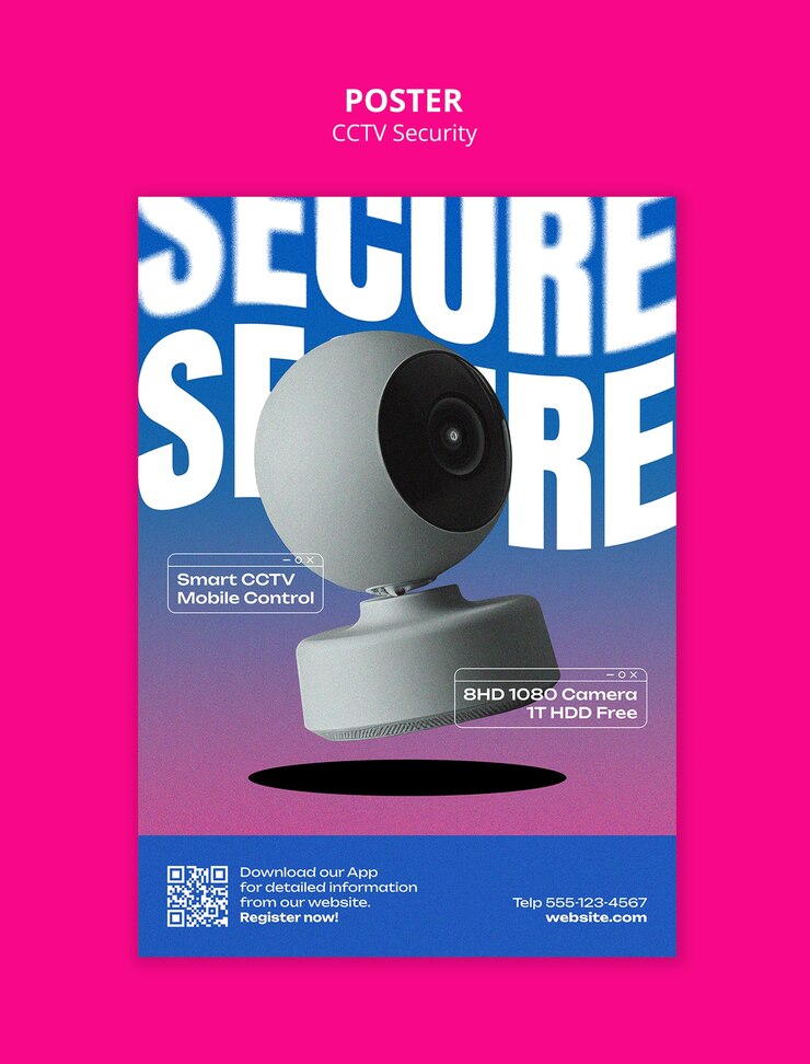 PSD Gratis desain templat keamanan cctv