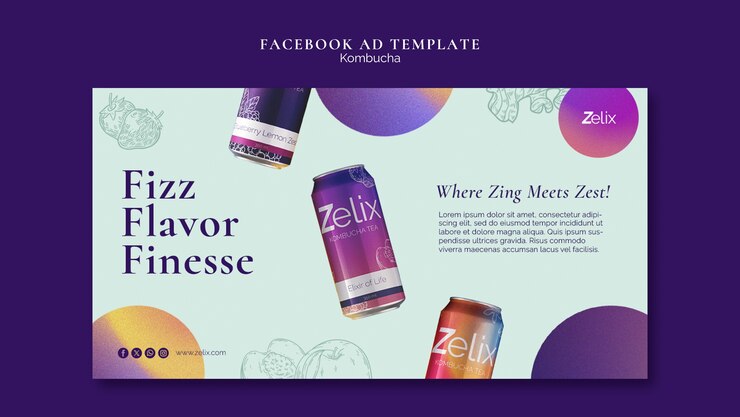 PSD Gratis desain templat kombucha