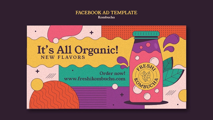 PSD Gratis desain templat kombucha