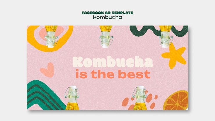 PSD Gratis desain templat kombucha
