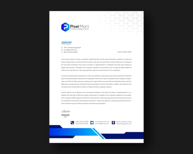 PSD Gratis desain templat kop surat kreatif profesional
