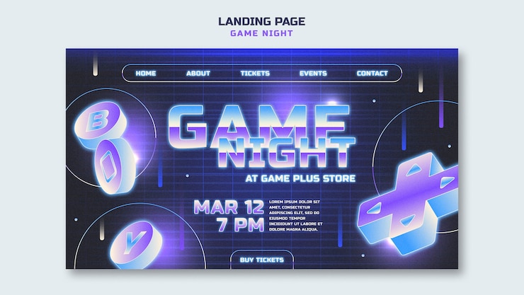 PSD Gratis desain templat malam game gradien
