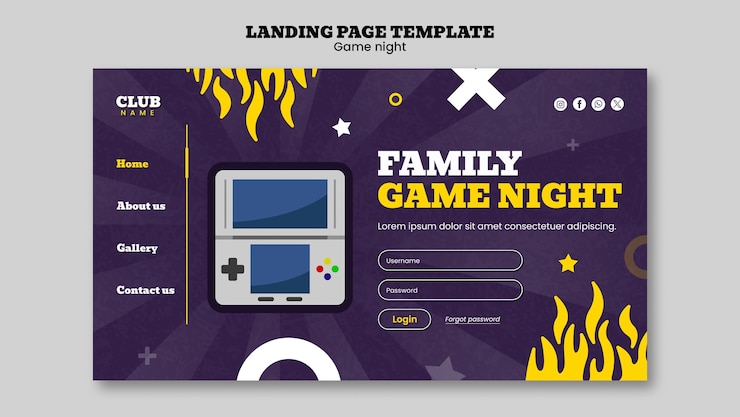 PSD Gratis desain templat malam game