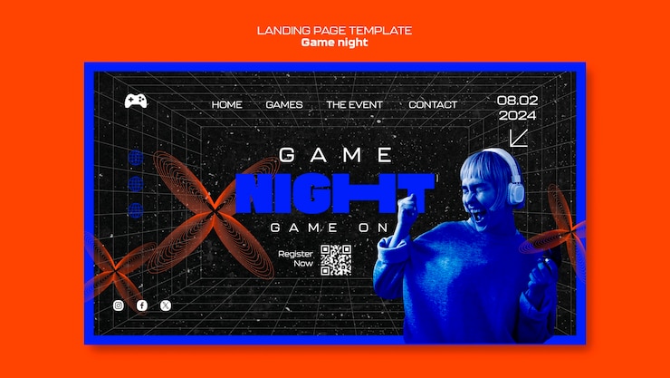 PSD Gratis desain templat malam game