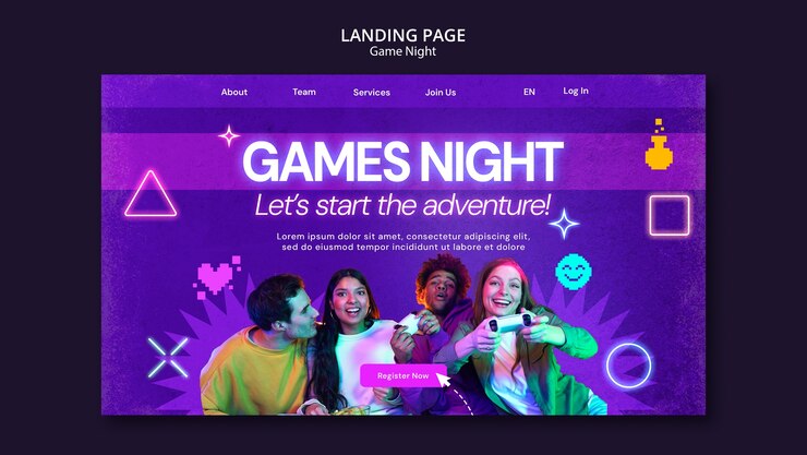 PSD Gratis desain templat malam game