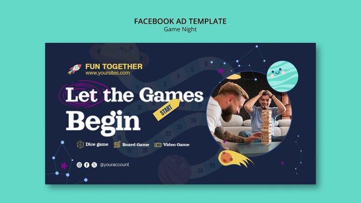 PSD Gratis desain templat malam game
