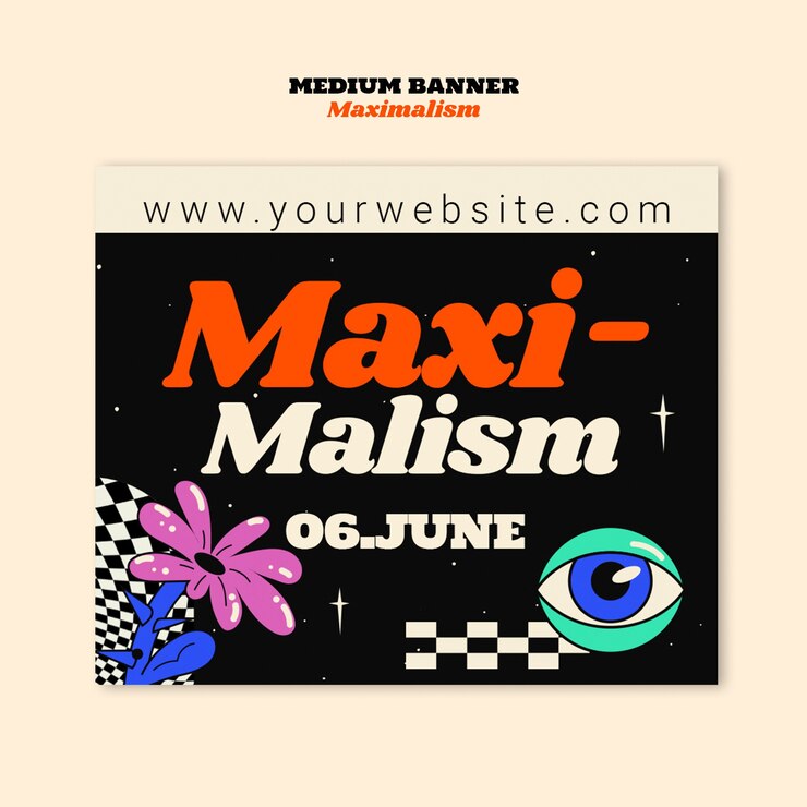 PSD Gratis desain templat maximalism