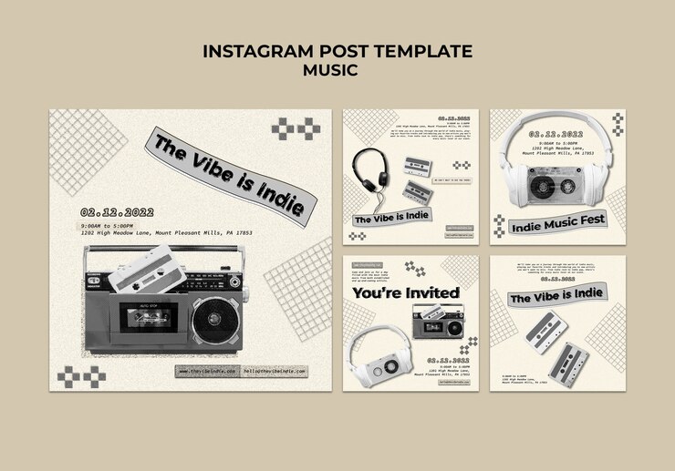 PSD Gratis desain templat musik indie
