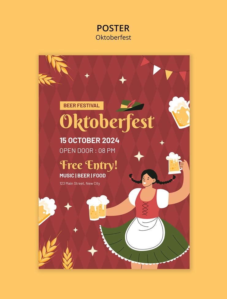 PSD Gratis desain templat oktoberfest