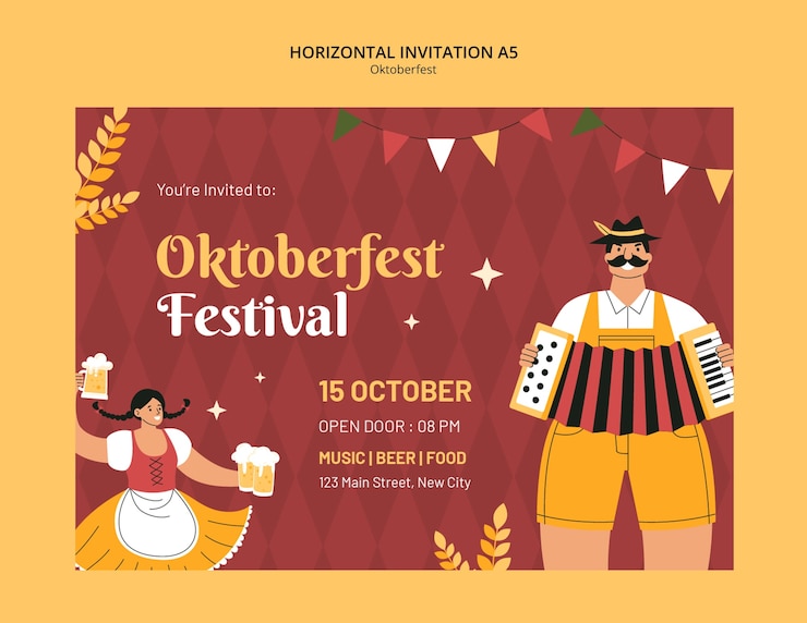 PSD Gratis desain templat oktoberfest