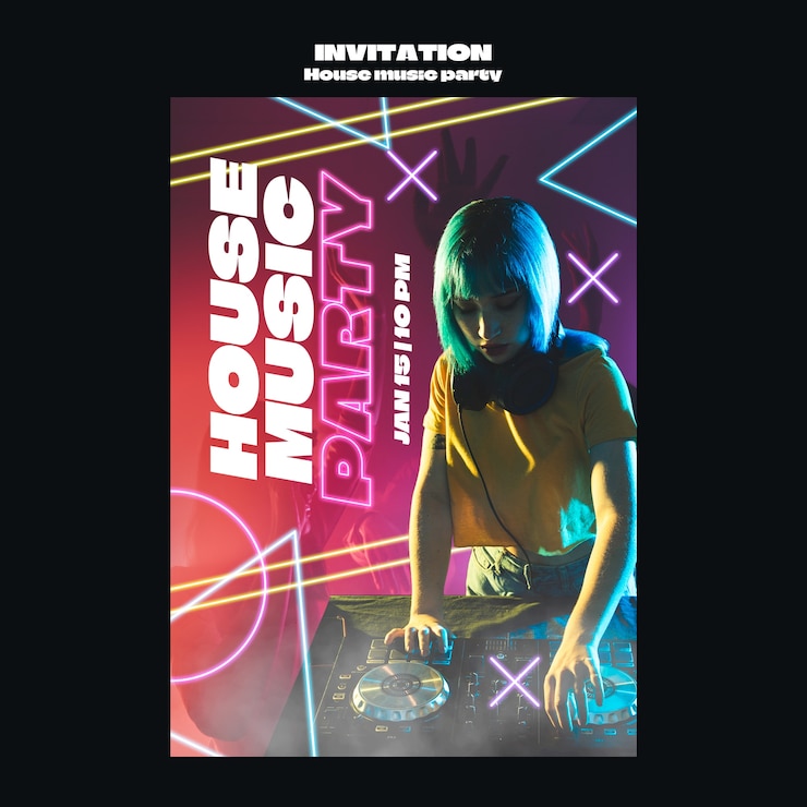 PSD Gratis desain templat pesta musik house