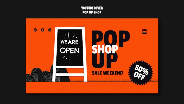 PSD Gratis desain templat pop up shop