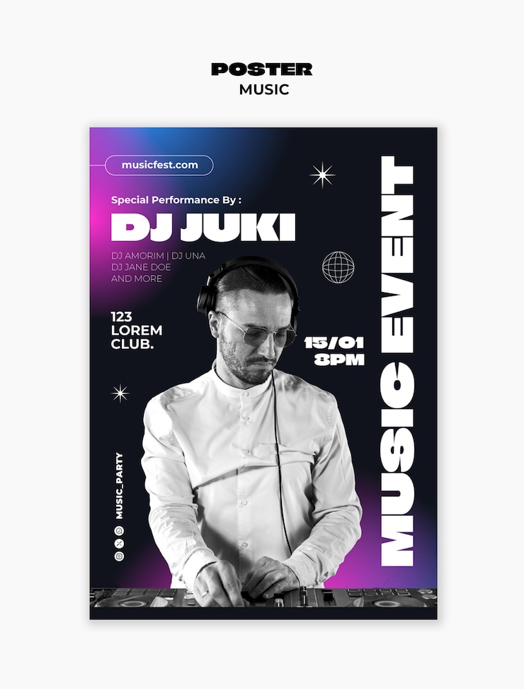 PSD Gratis desain templat poster musik