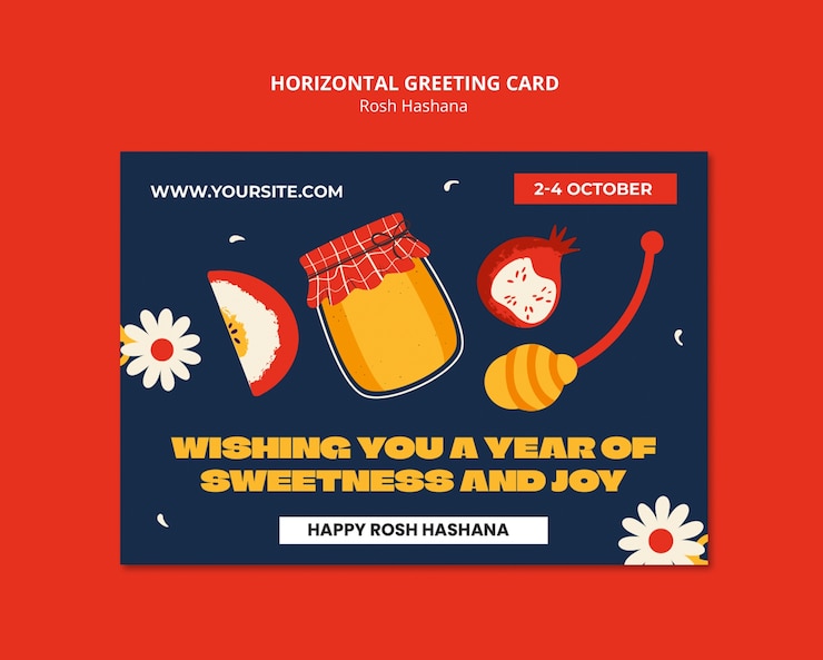 PSD Gratis desain templat rosh hashanah