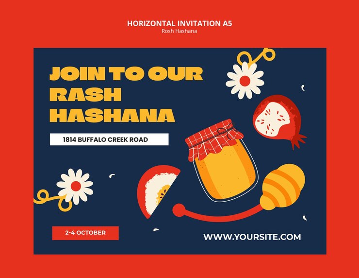 PSD Gratis desain templat rosh hashanah
