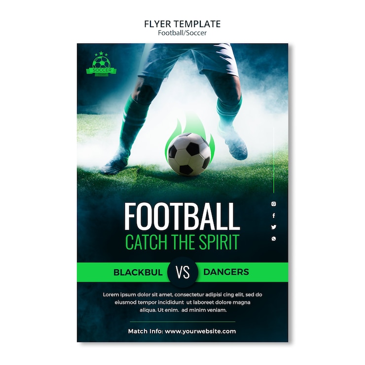 PSD Gratis desain templat sepak bola realistis