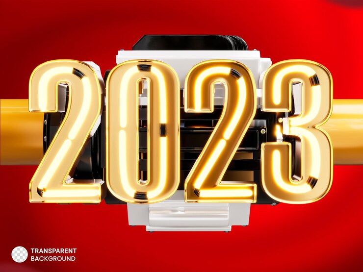 PSD Gratis desain templat spanduk selamat tahun baru 2023 konsep render 3d