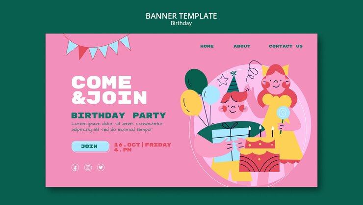 PSD Gratis desain templat ulang tahun
