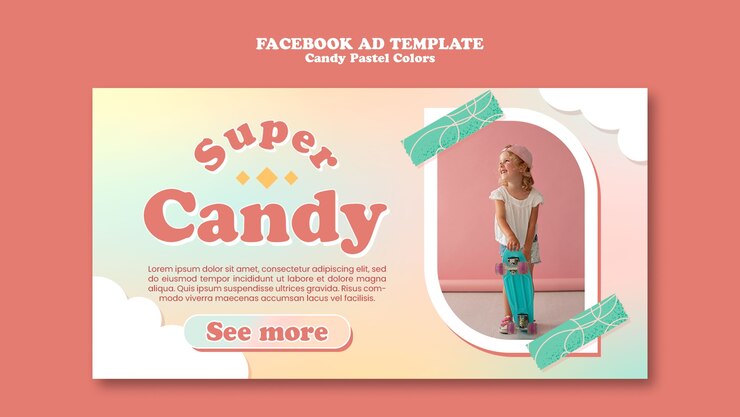 PSD Gratis desain templat warna pastel permen
