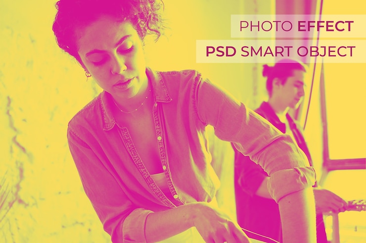 PSD gratuito design con effetto fotografico a due tonalità