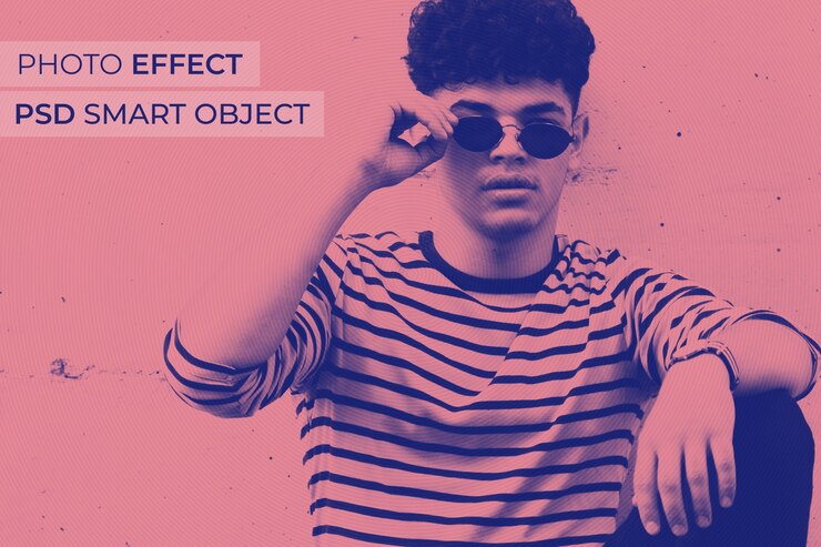 PSD gratuito design con effetto fotografico a due tonalità