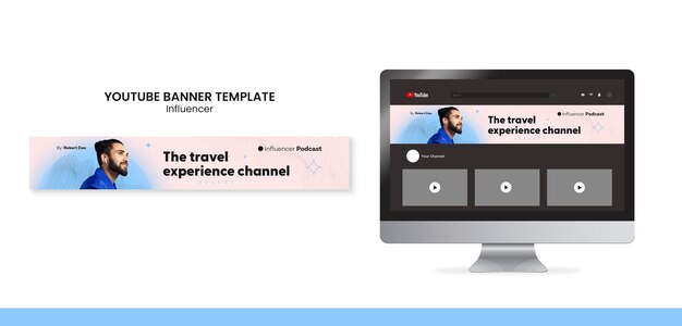 Design del modello artistico del canale youtube dell'influencer