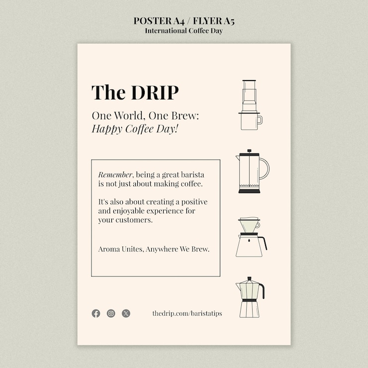 PSD gratuito design del modello della giornata internazionale del caffè