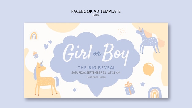 Design del modello di annuncio facebook per baby shower